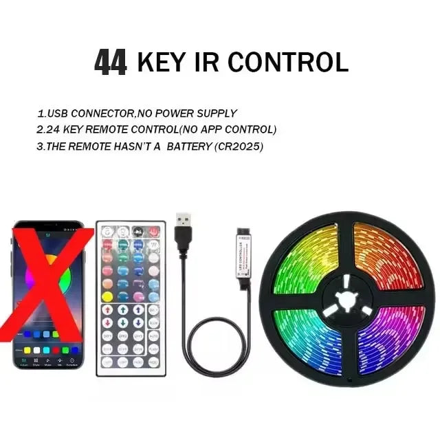 Ruban LED USB RVB 5V 1-30M, Guirlande Lumineuse LED Bluetooth avec Télécommande, Ruban Lumineux pour Chambre à Coucher, Effet Glacé
