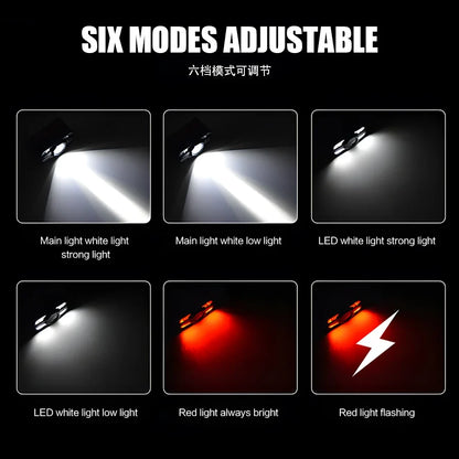 Mini lampe de sauna LED aste, lampe frontale inductive injuste, lumière blanche et rouge, camping en plein air, pêche, lampe de travail d'urgence