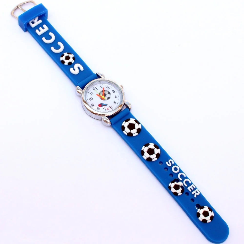 Montre-bracelet analogique de sport pour enfants, style football, bande de silicone 3D, montre à quartz pour garçons et filles, montre de dessin animé