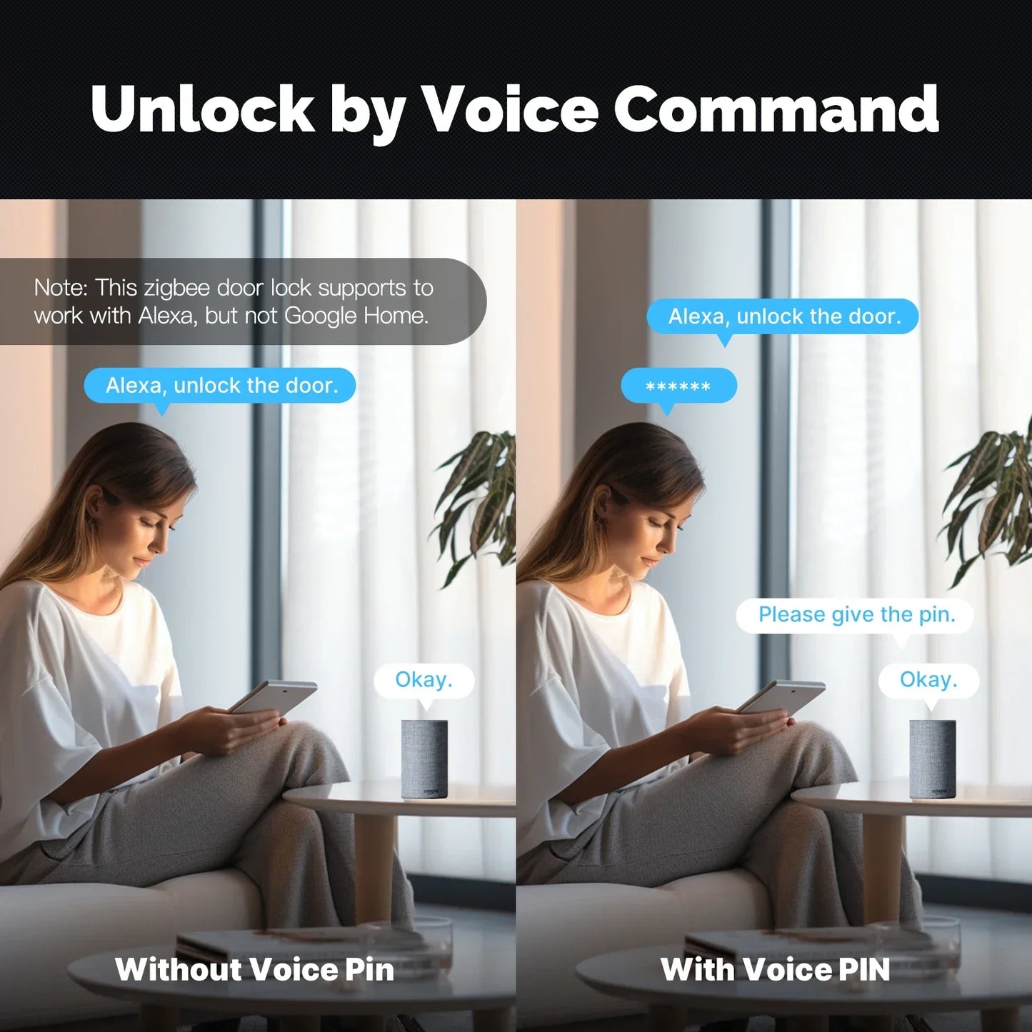 MOES Tuya ZigBee serrure de porte intelligente mot de passe intérieur empreinte digitale déverrouillage à distance clavier alarme inviolable alimenté par batterie fonctionne avec Alexa
