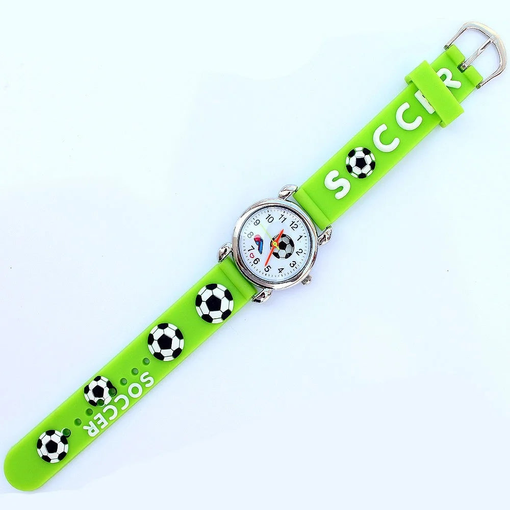 Montre-bracelet analogique de sport pour enfants, style football, bande de silicone 3D, montre à quartz pour garçons et filles, montre de dessin animé