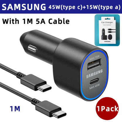 Chargeur de voiture SAMSUNG d'origine Type C 60w 45w 15w PD, câble de charge rapide pour Samsung Galaxy S26 S25 S24 S23 Z Fold 8 7 6