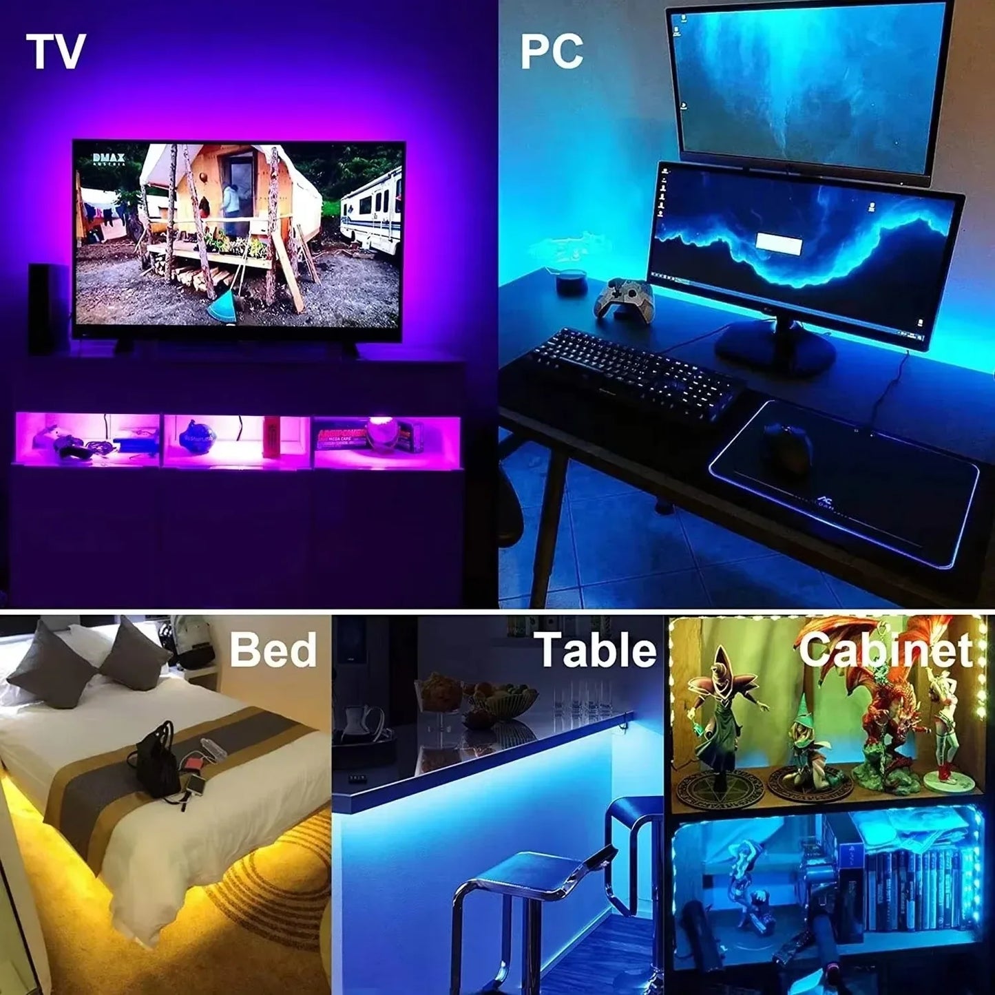Ruban LED USB RVB 5V 1-30M, Guirlande Lumineuse LED Bluetooth avec Télécommande, Ruban Lumineux pour Chambre à Coucher, Effet Glacé