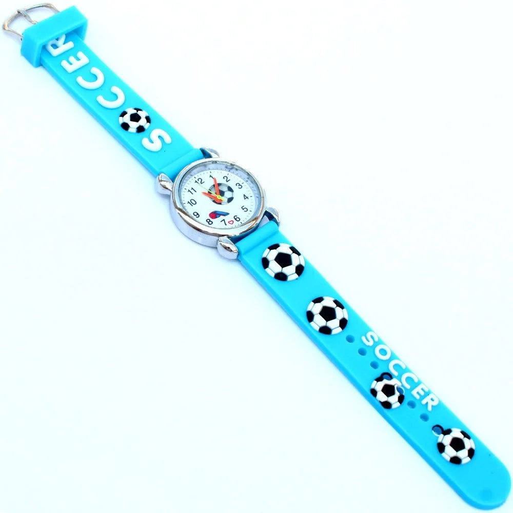 Montre-bracelet analogique de sport pour enfants, style football, bande de silicone 3D, montre à quartz pour garçons et filles, montre de dessin animé