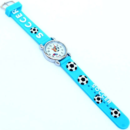 Montre-bracelet analogique de sport pour enfants, style football, bande de silicone 3D, montre à quartz pour garçons et filles, montre de dessin animé