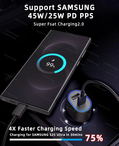 Chargeur de voiture SAMSUNG d'origine Type C 60w 45w 15w PD, câble de charge rapide pour Samsung Galaxy S26 S25 S24 S23 Z Fold 8 7 6