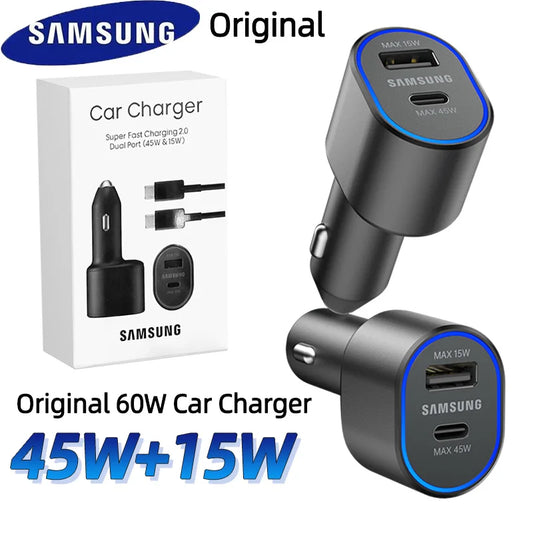 Chargeur de voiture SAMSUNG d'origine Type C 60w 45w 15w PD, câble de charge rapide pour Samsung Galaxy S26 S25 S24 S23 Z Fold 8 7 6