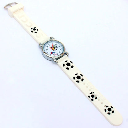 Montre-bracelet analogique de sport pour enfants, style football, bande de silicone 3D, montre à quartz pour garçons et filles, montre de dessin animé