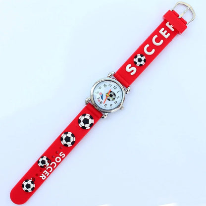 Montre-bracelet analogique de sport pour enfants, style football, bande de silicone 3D, montre à quartz pour garçons et filles, montre de dessin animé